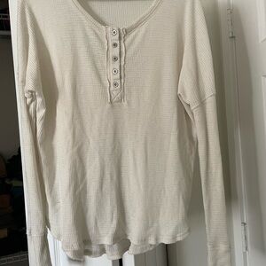 Billabong Cream Waffle Henley Long Sleeve Top